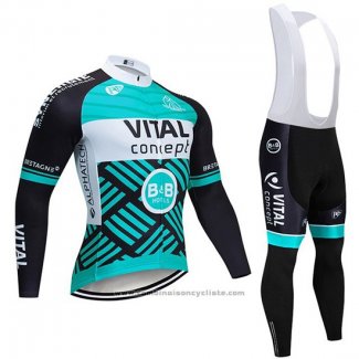 2019 Maillot Cyclisme Vital Concept Bleu Blanc Noir Manches Longues et Cuissard