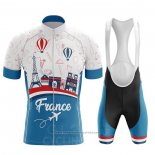 2020 Maillot Cyclisme Champion France Azur Blanc Rouge Manches Courtes et Cuissard
