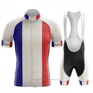 2020 Maillot Cyclisme Champion France Bleu Blanc Rouge Manches Courtes et Cuissard