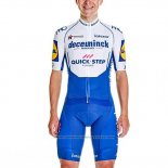 2020 Maillot Cyclisme Deceuninck Quick Step Blanc Azul Manches Courtes et Cuissard