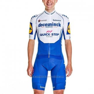 2020 Maillot Cyclisme Deceuninck Quick Step Blanc Azul Manches Courtes et Cuissard