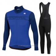 2020 Maillot Cyclisme Femme Sportful Bleu Manches Longues et Cuissard