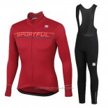 2020 Maillot Cyclisme Femme Sportful Rouge Manches Longues et Cuissard