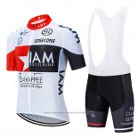 2020 Maillot Cyclisme IAM Blanc Rouge Noir Manches Courtes et Cuissard