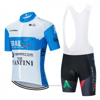 2020 Maillot Cyclisme Israel Cycling Academy Blanc et Bleu Manches Courtes et Cuissard