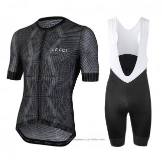 2020 Maillot Cyclisme Le Col Noir Gris Manches Courtes et Cuissard