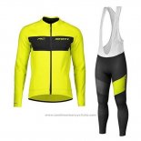 2020 Maillot Cyclisme Rc Scott Jaune Noir Manches Longues et Cuissard