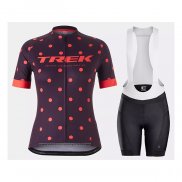 2021 Maillot Cyclisme Femme Trek Violet Orange Manches Courtes et Cuissard