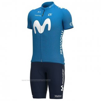 2021 Maillot Cyclisme Movistar Bleu Manches Courtes et Cuissard