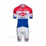 2022 Maillot Cyclisme Alpecin Fenix Rouge Blanc Bleu Manches Courtes et Cuissard