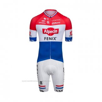 2022 Maillot Cyclisme Alpecin Fenix Rouge Blanc Bleu Manches Courtes et Cuissard