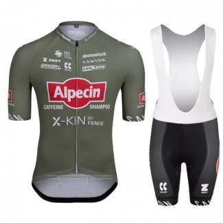 2022 Maillot Cyclisme Alpecin Fenix Vert Rouge Manches Courtes et Cuissard