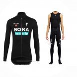 2022 Maillot Cyclisme Bora-Hansgrone Noir Manches Longues et Cuissard