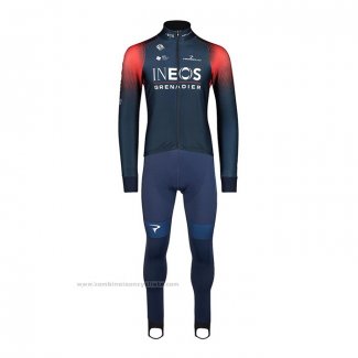 2022 Maillot Cyclisme Ineos Grenadiers Fonce Bleu Manches Longues et Cuissard
