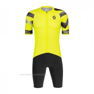 2022 Maillot Cyclisme Scott Jaune Manches Courtes et Cuissard(1)