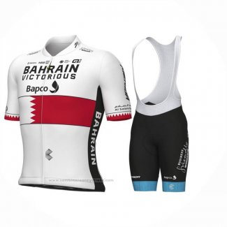 2023 Maillot Cyclisme Bahrain Champion Bahrain Victorious Blanc Rouge Manches Courtes et Cuissard