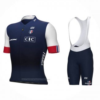 2023 Maillot Cyclisme France Bleu Blanc Manches Courtes et Cuissard