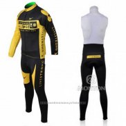 2009 Maillot Cyclisme Livestrong Jaune et Noir Manches Longues et Cuissard