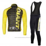 2010 Maillot Cyclisme Giant Noir et Jaune Manches Longues et Cuissard