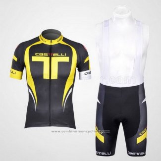 2011 Maillot Cyclisme Castelli Jaune et Noir Manches Courtes et Cuissard