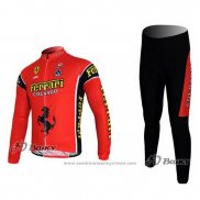 2011 Maillot Cyclisme Ferrari Noir et Vert Manches Longues et Cuissard Pantaloni