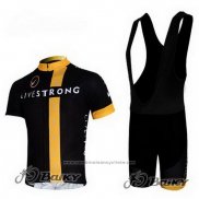 2011 Maillot Cyclisme Livestrong Noir et Jaune Manches Courtes et Cuissard