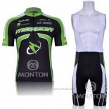 2011 Maillot Cyclisme Merida Noir et Vert Manches Courtes et Cuissard