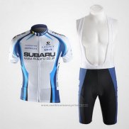 2011 Maillot Cyclisme Subaru Azur et Blanc Manches Courtes et Cuissard