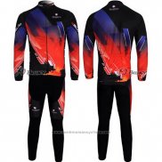 2012 Maillot Cyclisme Nalini Rouge et Noir Manches Longues et Cuissard