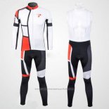 2012 Maillot Cyclisme Pinarello Rouge et Blanc Manches Longues et Cuissard