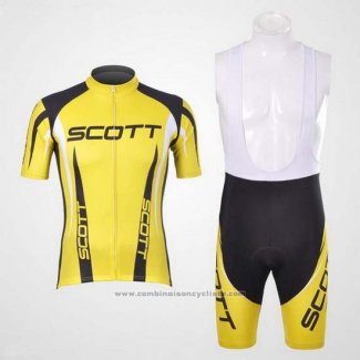 2012 Maillot Cyclisme Scott Noir et Jaune Manches Courtes et Cuissard