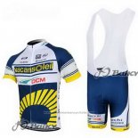 2012 Maillot Cyclisme Vacansoleil Jaune et Bleu Manches Courtes et Cuissard