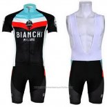 2013 Maillot Cyclisme Bianchi Noir et Bleu Clair Manches Courtes et Cuissard