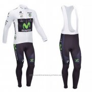 2013 Maillot Cyclisme Movistar Lider Blanc Manches Longues et Cuissard