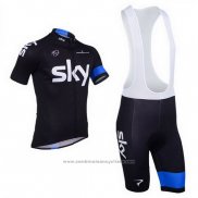 2013 Maillot Cyclisme Sky Bleu et Noir Manches Courtes et Cuissard