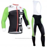 2014 Maillot Cyclisme Castelli Noir et Vert Manches Longues et Cuissard