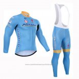 2015 Maillot Cyclisme Astana Bleu Clair Manches Longues et Cuissard