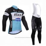 2015 Maillot Cyclisme Etixx Quick Step Noir et Blanc Manches Longues et Cuissard