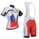 2015 Maillot Cyclisme Katusha Blanc et Rouge Manches Courtes et Cuissard