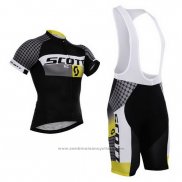 2015 Maillot Cyclisme Scott Blanc et Noir Manches Courtes et Cuissard