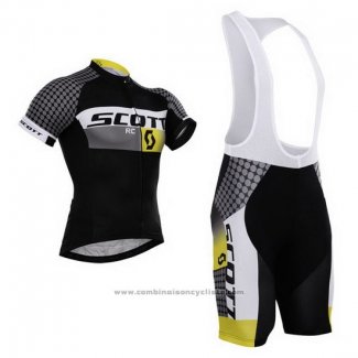 2015 Maillot Cyclisme Scott Blanc et Noir Manches Courtes et Cuissard