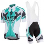 2016 Maillot Cyclisme Bianchi Azur et Blanc Manches Courtes et Cuissard