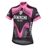 2016 Maillot Cyclisme Bianchi Noir et Fuchsia Manches Courtes et Cuissard