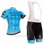 2016 Maillot Cyclisme Cannondale Noir et Bleu Manches Courtes et Cuissard