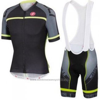 2016 Maillot Cyclisme Castelli Gris et Jaune Manches Courtes et Cuissard