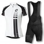 2016 Maillot Cyclisme Femme Assos Blanc et Noir Manches Courtes et Cuissard