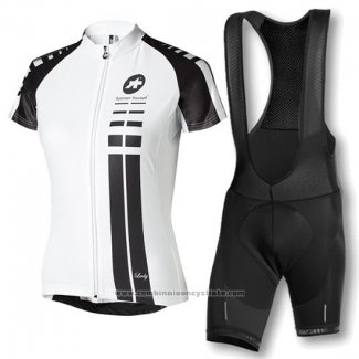 2016 Maillot Cyclisme Femme Assos Blanc et Noir Manches Courtes et Cuissard