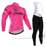 2016 Maillot Cyclisme Giro d'Italia Rose et Blanc Manches Longues et Cuissard