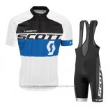 2016 Maillot Cyclisme Scott Blanc et Bleu Manches Courtes et Cuissard