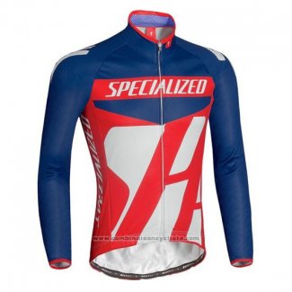 2016 Maillot Cyclisme Specialized Bleu et Rouge Manches Longues et Cuissard